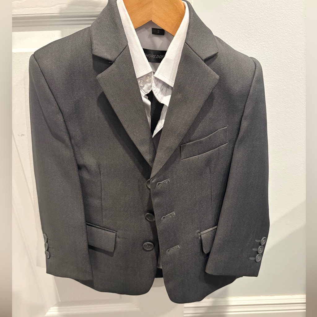 Kids World Of Usa Gray Three-Piece Suit For Kids Size 3